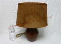 Vintage Pottery Table Lamp w Shade ~ Powers On