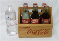 Wood Coca-Cola Coke Handed Crate & Full Bottles