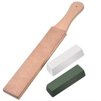 Leather strop with set of compounds, edging b