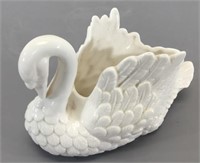 Small Porcelain Swan Planter Vase -Japan