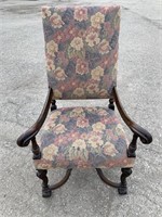 Vintage Wood Upholstered Chair