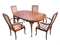 Vintage Dining Table Upholstered Chairs w/ Leaves