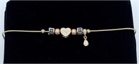 14k Yellow Gold Bracelet with Diamond Beads