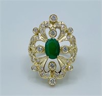 $13900 14k Yellow Gold 2.95cts Emerald & Diamond