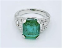 $168,000 GIA 5.43ct Emerald .50cts Diamond 18k