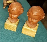 2 Vintage Goebel Terracotta Bisque Bust of Child