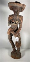 Large Carved Wood Haitian Man Statue 34"