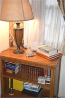 Lamp, Curtains, Shelf & Contents