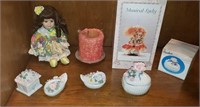 Dolls and porcelain boxes