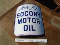 Porcelain SOCONY MOTOR OIL Pump Sign