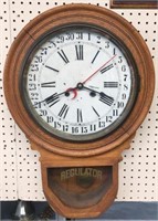 Antique Waterbury Regulator 31-Day Wall Clock.