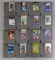 Sixteen Vintage Nintendo Game Cartridges