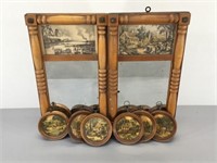 Currier & Ives Wall Mirrors & Coasters -Antique