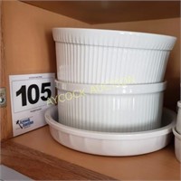 White souffle dishes (large & small)