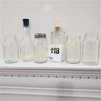 Old decanter glass bottles, Bicentennial Mason
