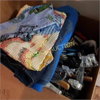 Large box with ladies clothes, scarfs,
