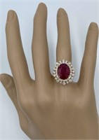 14k Yellow Gold 8.00ct Ruby 1.45ct Diamond Ring