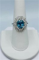 14k White Gold 5.50ct Zircon 1.60ct Diamond Ring