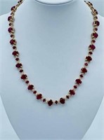 14k Gold 66.5ct Ruby 2.00ct Diamond Necklace