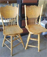 (2) Wooden Bar Stool Chairs