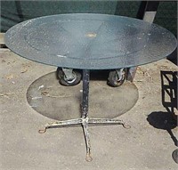 Vintage Metal Framed Patio Table with Glass top