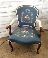 Embroidered Wood Arm Chair