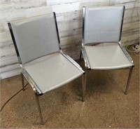 Pair of Vintage Leather & Metal Chairs