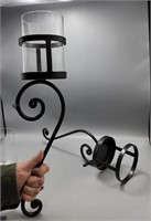 2 Candle Wall Sconces-Black w/glass Holders