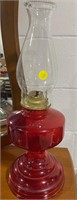RED ANTIQUE OIL LAMP