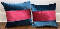 Blue and Rose Velvet Decor Pillows 17"