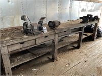 12' Workbench w/ Vises & Grinders