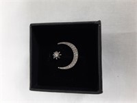STAR / MOON  0.925 SILVER PLATED WHITE SAPPHIRE