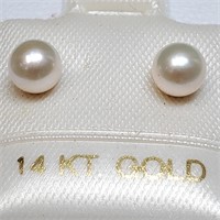 14K YELLOW GOLD PEARL SCREWBACK WITH CULTURED