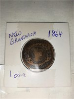 NEW BRUNSWICK 1864 1 CENT NICE  170+ YRS OLD