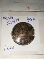 1 CENT NOVA SCOTIA 1864  170+ YRS OLD