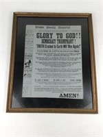 Framed Copy 1884 Brown County Democrat Newspaper