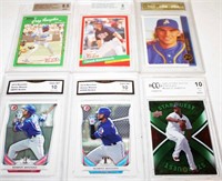 (6) Graded Baseball Cards, Some Rookies