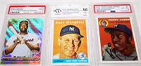 (3) Graded Baseball Cards - Aaron, Slaughter