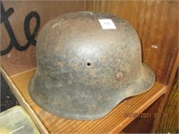 Original Vtg. German Helmet w/Litho & Number Stamp