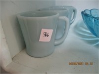 3 Fire King Blue Azurite D Handle Coffee Mugs