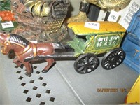 Cast Iron Mail Horse & Buggy Cart