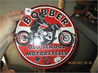 Porcelain Bobber Old School Motorcycle Sign
