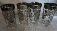 4 silver and clear glasses for one money