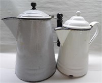 2 Enamelware Coffee Pots