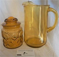 gold water pitcher and gold moon & stars cannister