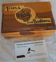 Pins and Buttons wood cedar box