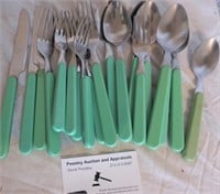 green  handled silverware