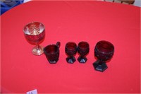 LOT RED GLASS SOME AVON