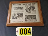 Framed Brozier Theatre Advertisement