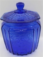Cobalt Blue Glass Biscuit Jar - 6" x 6"